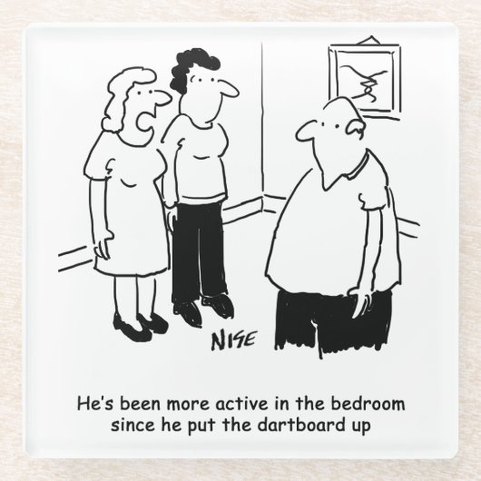 Grappig Dart Speler Gift. grappig Glazen Onderzetter (Voorkant)