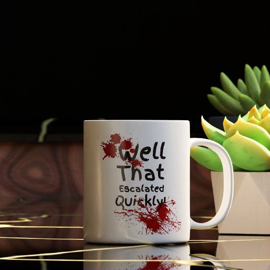 Grappig dat dat snel escaleerde koffiemok
