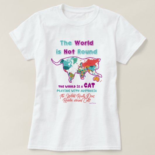 Grappig dat de wereld een kat is t-shirt (Design voorkant)