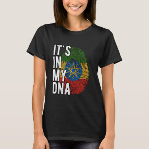 Grappig dat het in mijn DNA Ethiopia vlag Fingerpr T-shirt
