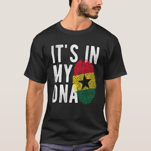 Grappig dat het in mijn DNA Ghana vlag Vingerafdru T-shirt (Voorkant)
