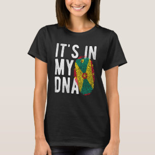 Grappig dat het in mijn DNA Grenada vlag Vingerafd T-shirt