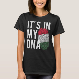 Grappig dat het in mijn DNA Hongarije vlag Fingerp T-shirt