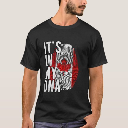 Grappig dat het in mijn DNA zit Canada vlag Vinger T-shirt (Voorkant)