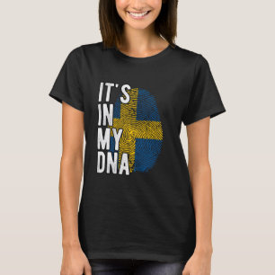Grappig dat het in mijn DNA zit Zweden vlag Vinger T-shirt