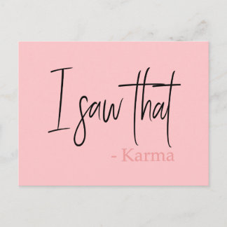 Grappig dat ik die karma-quote slogan zag briefkaart