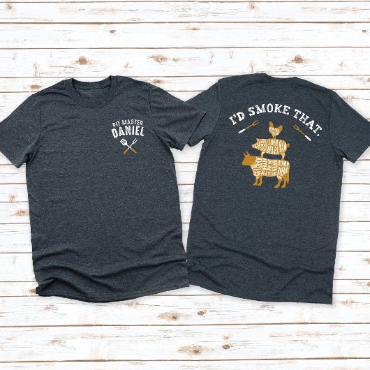 Grappig dat ik die Pit Master Name voor & achter r T-shirt