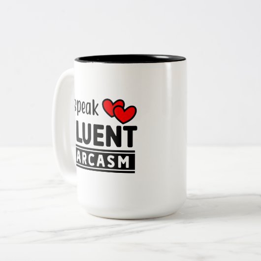 Grappig dat ik fluent Sarcasm spreek Tweekleurige Koffiemok (Voorkant links)