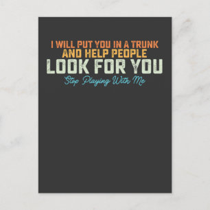 Grappig dat ik in kofferbak stop met spelen met mi uitnodiging briefkaart