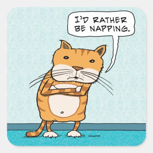 Grappig dat ik liever kat nap vierkante sticker (Voorkant)
