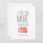 Grappig dat ik meer van je hou dan van bacon uitnodiging briefkaart (Voorkant / Achterkant)