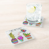 Grappig dat ik mijn Planten nat maak Cacti Glass O Glazen Onderzetter (Schuin)