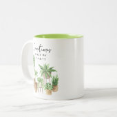 Grappig dat ik mijn Planten nat maak Tweekleurige Koffiemok (Voorkant links)