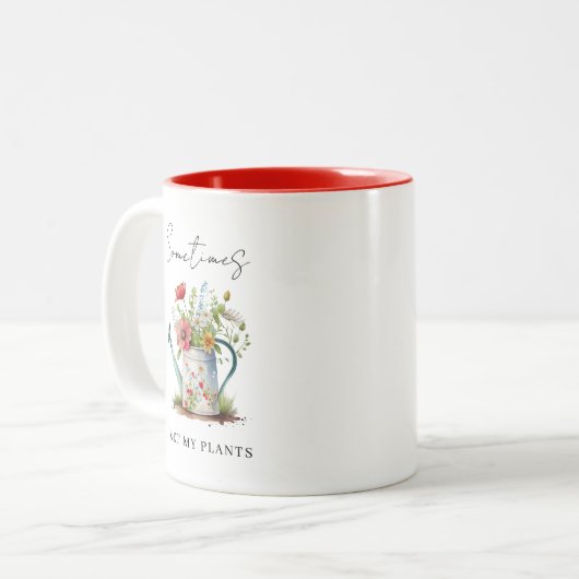 Grappig dat ik mijn Planten nat maak Tweekleurige Koffiemok (Voorkant links)