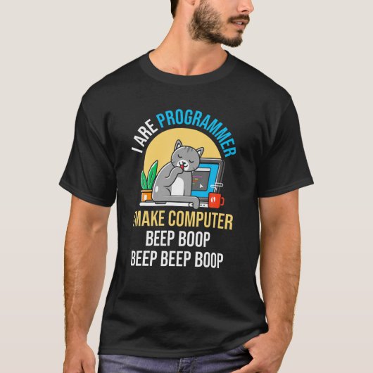 Grappig dat ik programmeer ben dat ik computerpiep t-shirt (Voorkant)