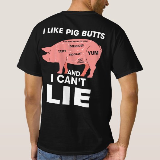 Grappig dat ik van varkensvlekken hou en ik kan ni t-shirt (Achterkant)