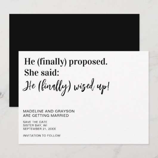 Grappig dat je eindelijk de datum verdeelt save the date (Voorkant / Achterkant)