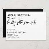 Grappig dat je eindelijk de datum verdeelt save the date (Voorkant / Achterkant)