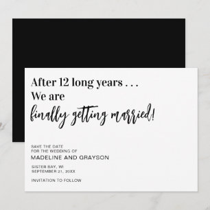 Grappig dat je eindelijk de datum verdeelt save the date