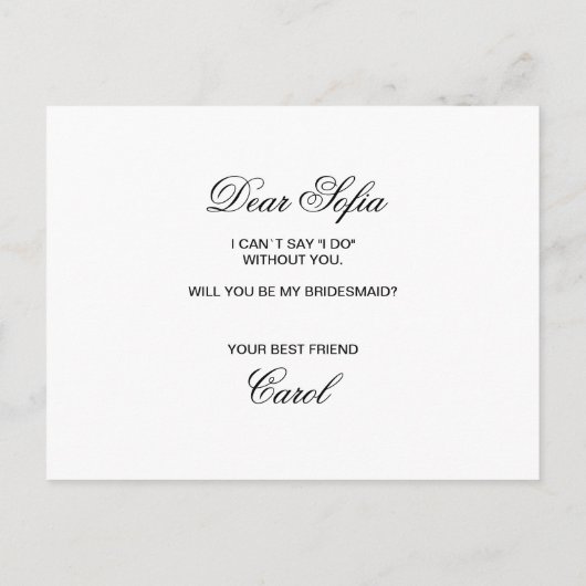 Grappig dat je mijn bruidsmeisje eenvoudig bent uitnodiging briefkaart (Achterkant)