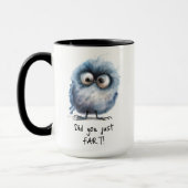 Grappig dat je net vogelkoffie schoot mok (Links)