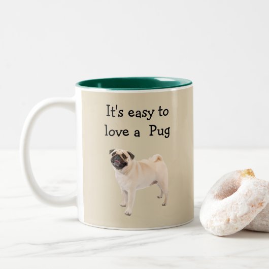 Grappig dat je van een modehond houdt tweekleurige koffiemok (Met donut)