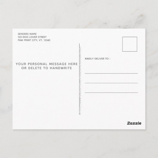 Grappig dat we Dog Moving Announcement Postcar heb Briefkaart (Achterkant)