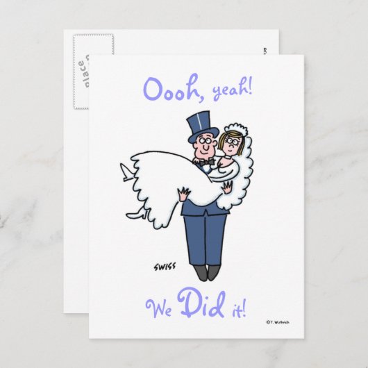 Grappig dat we het deden Cartoon Elopement Aankond Aankondigingskaart (Voorkant / Achterkant)