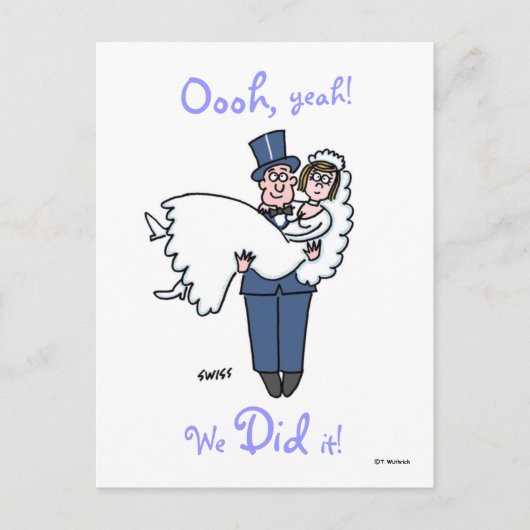 Grappig dat we het deden Cartoon Elopement Aankond Aankondigingskaart (Voorkant)