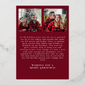 Grappig dat we het script kerstfoto hebben gemaakt folie feestdagenkaart (Achterkant)