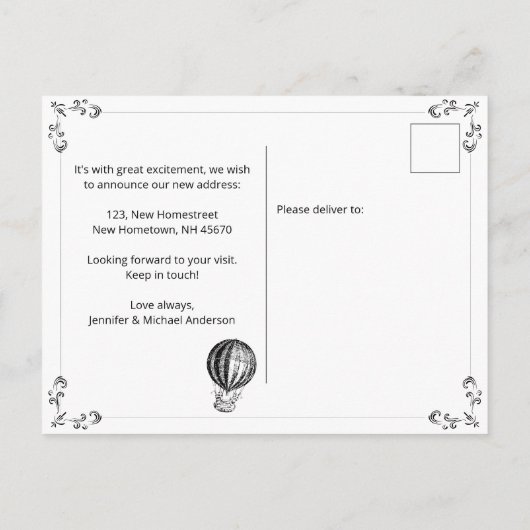 Grappig dat we Hot Air Ballon White hebben verpla Aankondigingskaart (Achterkant)