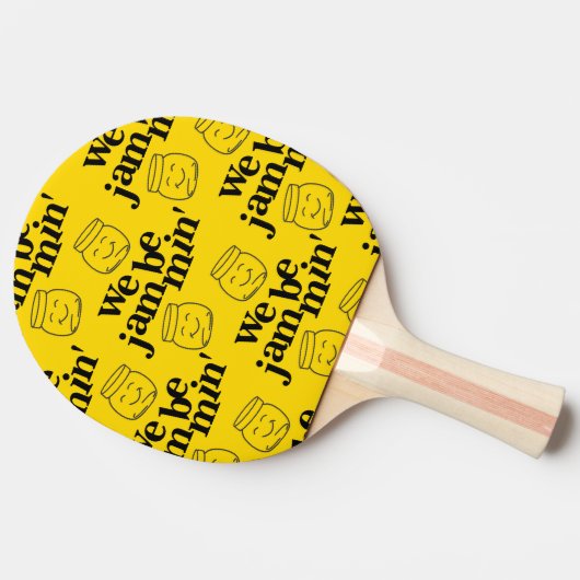 Grappig dat we Jammin zijn glimlachende dansende k Tafeltennisbatje (Zijkant)