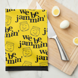 Grappig dat we Jammin zijn glimlachende dansende k Theedoek