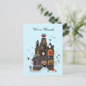 Grappig dat we Spooky Haunted House Address hebben Briefkaart (Staand voorkant)