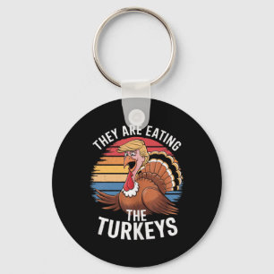 Grappig dat ze de kalkoenen Thanksgiving hum eten Sleutelhanger