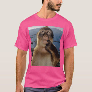 Grappig denkende aap meme nieuwsgierige aap hersen t-shirt