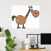 Grappig Derpy Paard Domme Bruine Hengst Poster (Thuiskantoor)