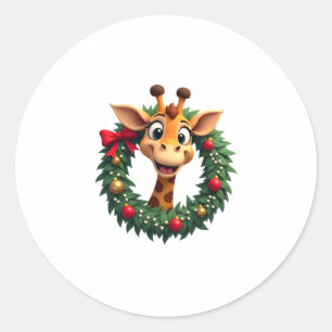 Grappig dier Giraffe Meme-gezicht Festive Kerst T- Ronde Sticker