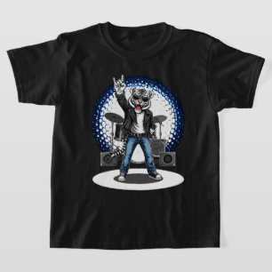 Grappig Dieren Muziek Cadeau Coole Tijger Rockda T-shirt