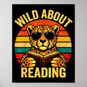Grappig dierenmeme dol op lezen jachtluipaard boek poster