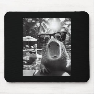Grappig Dierenzwembad Capybara Selfie met ca Muismat
