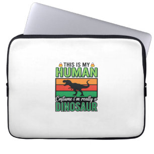 Grappig Dinosaur Mens Kostuum Halloween Laptop Sleeve