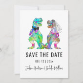 Grappig Dinosaur Thema Bruiloft Save The Date (Voorkant)