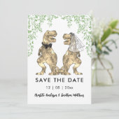 Grappig Dinosaurus Thema Bruiloft Save The Date (Staand voorkant)