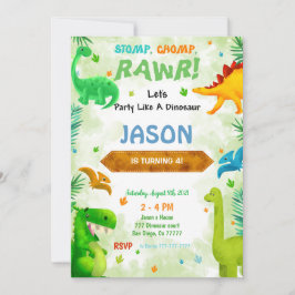 Grappig Dinosaurus Verjaardagsfeest Kaart