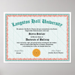 Grappig diploma, Doctor of Bullcrap, Gag Gift Poster