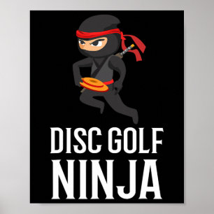 Grappig Disc Golf Ninja Cadeau Golfer Disc Speler Poster