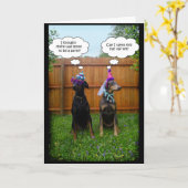 Grappig Doberman verjaardagsfeest Kaart (Gele Bloem)