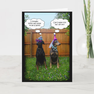 Grappig Doberman verjaardagsfeest Kaart