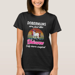 Grappig Dobermans Design Retro Eenhoorn  Zonnen T-shirt